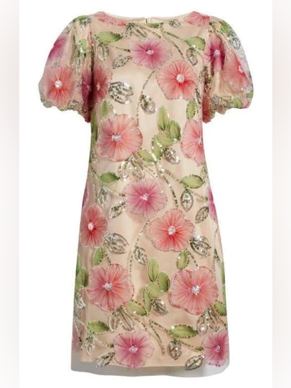 Eliza J Women’s Puff Sleeve/ Boat neck T-body Dress (Sequin, flowers, bling)